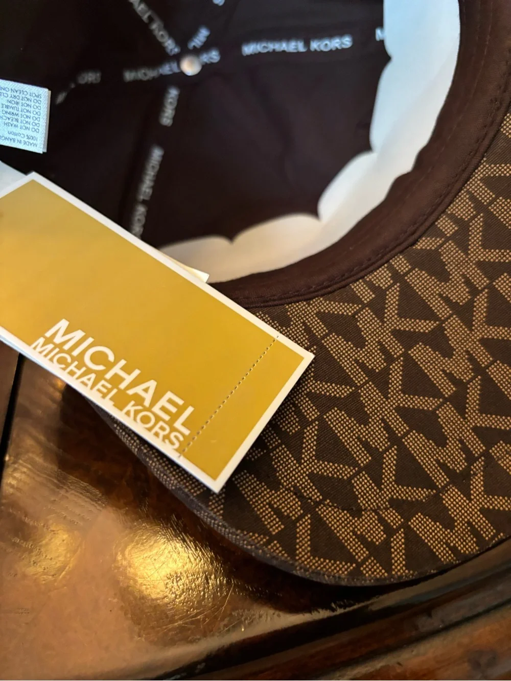 NWT MICHAEL KORS WOMEN'S BROWN LOGO BASEBALL HAT-ADJUSTABLE